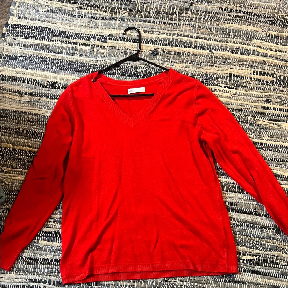 croft & barrow Red V-Neck Sweater